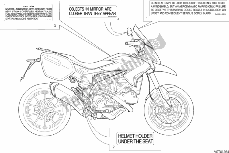 Toutes les pièces pour le Posizionamento Targhette du Ducati Hypermotard Hyperstrada USA 821 2013